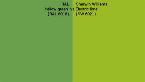 Ral Yellow Green Ral 6018 Vs Sherwin Williams Electric Lime Sw 6921