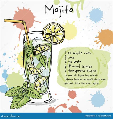 Mojito Hand Drawn Illustration Of Cocktail Stock Illustration