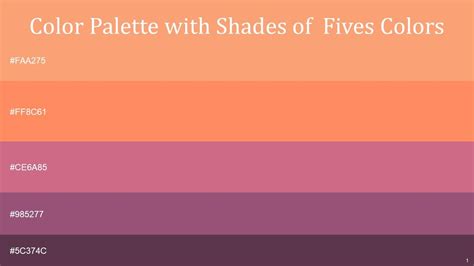 Color Palette With Five Shade Atomic Tangerine Salmon Charm Cannon Pink Eggplant