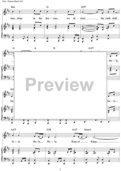 Hosanna" Sheet Music for Piano/Vocal/Chords - Sheet Music Now