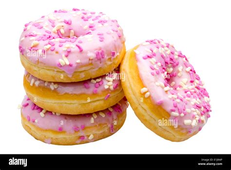 Ring Doughnuts With Sprinkles And Pink Icing Donuts Glazed With