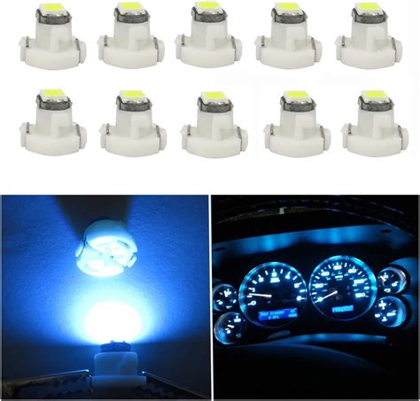 WLJH 10x Ice Blue T3 Neo Wedge Led 3030 SMD Chip 8mm Base Car Dash