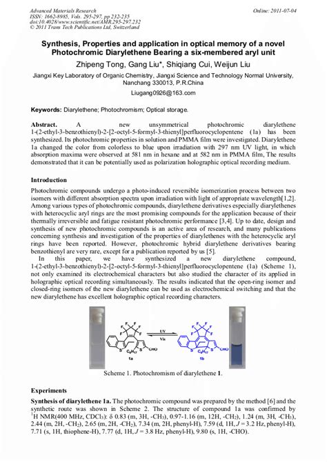 Synthesis，properties And Application In Optical Memory Of A Novel