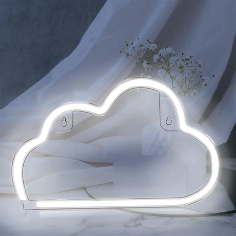 Warm White Neon Light Cloud Neon Signs Cloud Neon Lights With Base Table Lamps For Beside Usb Or