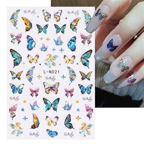 Sheets Butterfly Nail Art Stickers D Colorful Butterfly Self