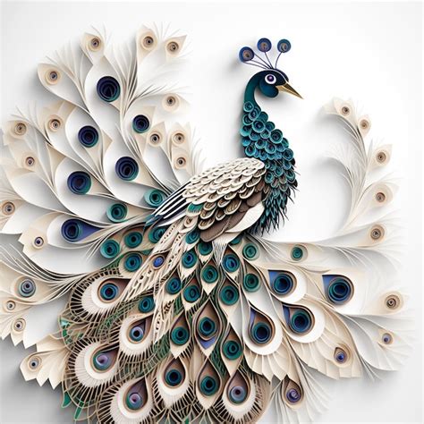 Premium Photo Peacock Paper Art Design White Background Image Ai