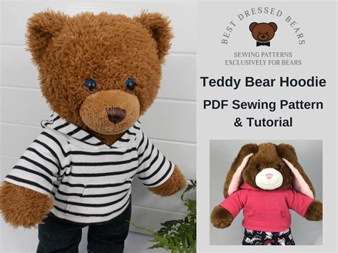 Teddy Bear Hoodie Pdf Pattern Fits Build A Bear And Other 15 18 Etsy