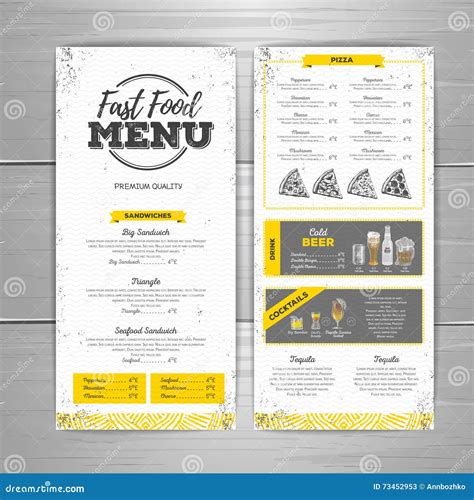 Vintage Fast Food Menu Design Stock Vector - Illustration of document, bread: 73452953