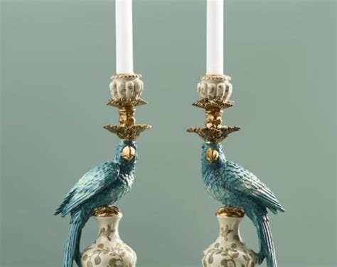 Vintage Brass Tone Peacock Candle Holders Set Of 2 Rococo Style Made