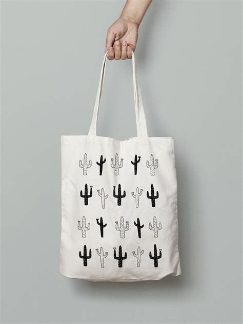 Wild Cactus Tote Canvas Bag Cactus Shopper Tote Bag Etsy