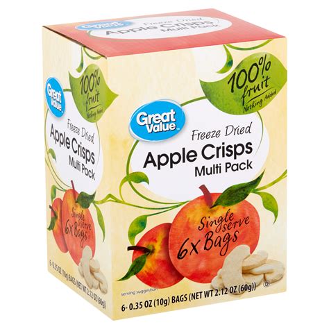 Great Value Freeze Dried Apple Crisps Multi Pack 6 Count 035 Oz