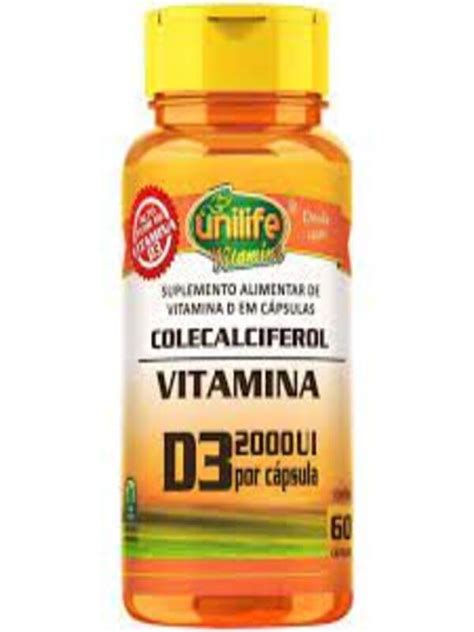 Vitamina D3 Colecalciferol 60 Cápsulas Unilife Alecrim Dourado