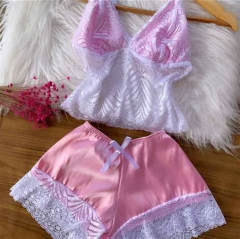 Kit 10 Baby Doll De Cetim Short Dool Atacado Lingerie Elo7