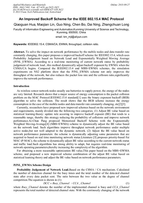 An Improved Backoff Scheme For The Ieee 802154 Mac Protocol