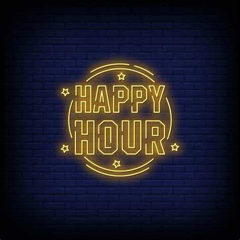 Happy Hour Letreros De Ne N Estilo Texto Vector Vector Premium