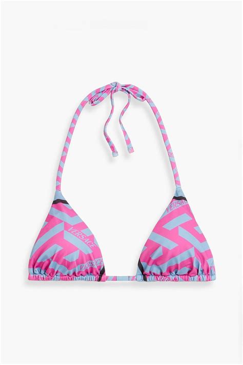 VERSACE Printed Triangle Bikini Top THE OUTNET