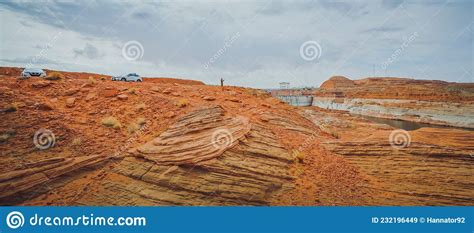 Dramatic Bluffs Cliffs Caves And Silhouette Of Walking People