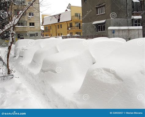 Snowy cars stock image. Image of city, street, residential - 22855057