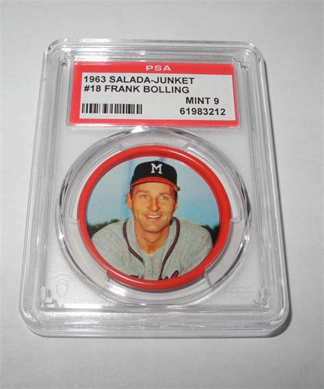 1963 Salada Baseball Coin Pin 11 Frank Bolling Milwaukee Braves PSA 9