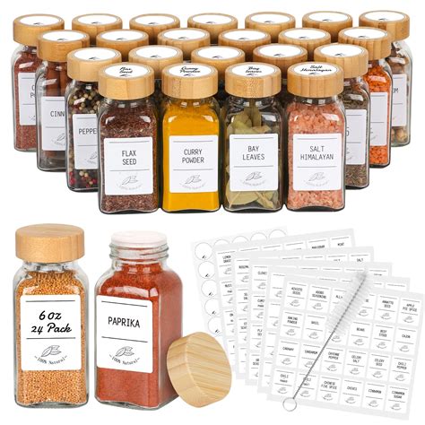 Buy AuroTrends Glass Spice Jars With Bamboo Lids 6oz 24Pack Spice Jars