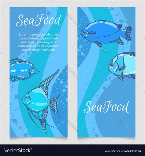 Seafood Restaurant Menu Template Hand Drawn Fish Vector Image