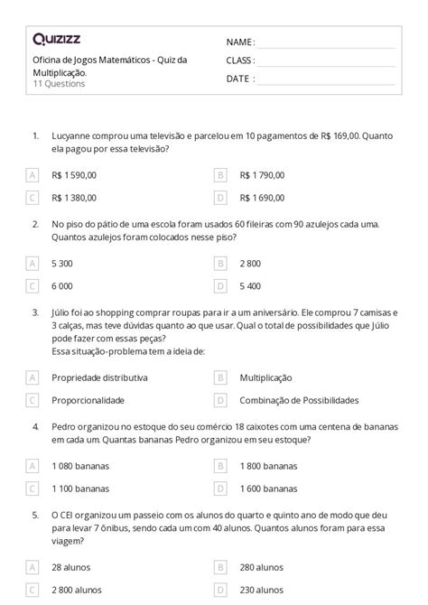 Mais De 50 Planilhas Propriedade Distributiva Da Multiplicação No