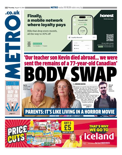 Metro Front Page 15th Of August 2024 Tomorrows Papers Today