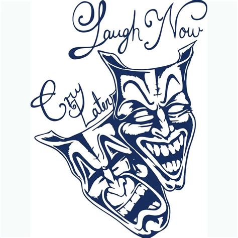 Laugh Now Cry Later Clown Mask Decals Happy And Sad Face Wall Stickers