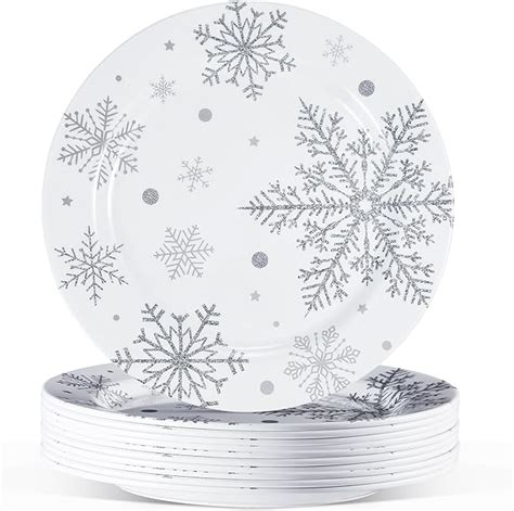 Amazon Ziliny 10 Pcs Christmas Melamine Snowflake Plates 11 X 11