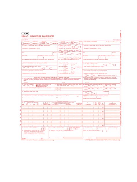 Printable Cms 1500 Form