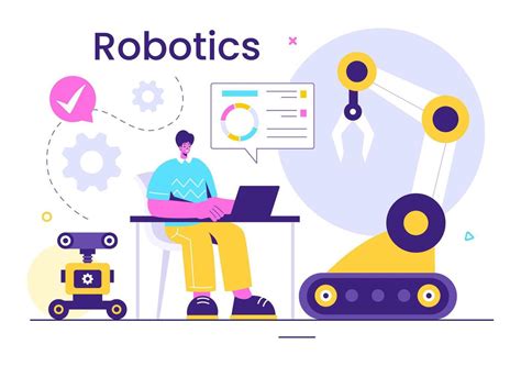 Robotics Vector Illustration Of Artificial Intelligence Robots Communicating With Technology And