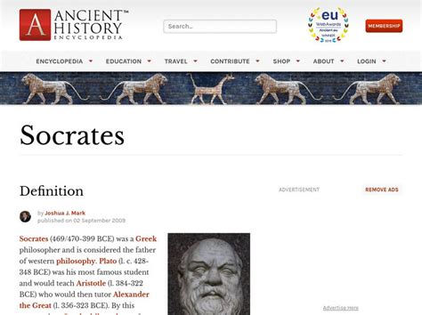 World History Encyclopedia Socrates Handout For 9th 10th Grade
