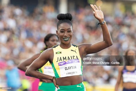 Rushell Clayton Of Jamaica Runs In The Womens 400m Hurdles Final