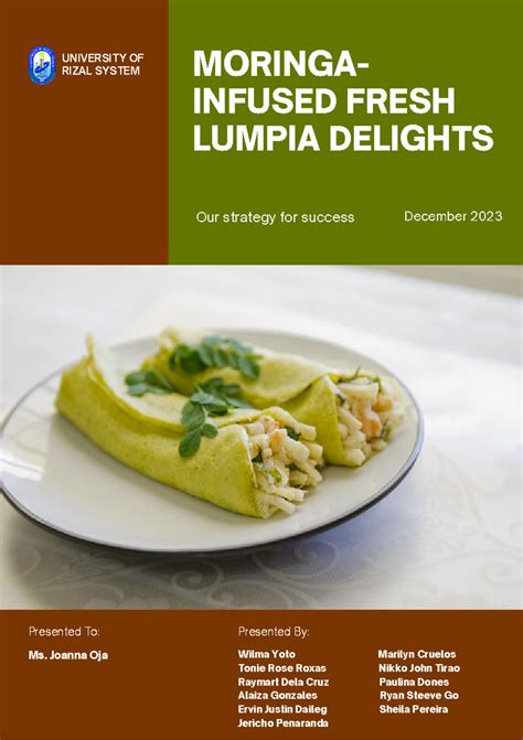 Moringa Fresh Lumpia Business Proposal Moringa Infused Fresh Lumpia