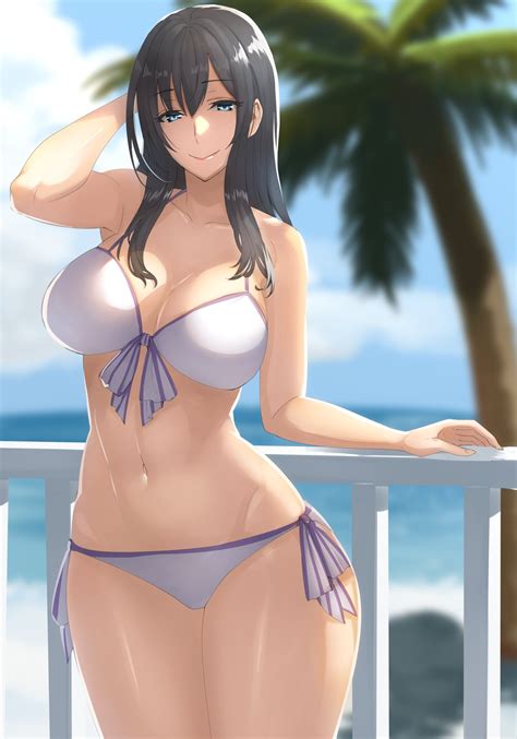 Original Characters Cleavage Big Boobs Blue Eyes Smiling Bikini