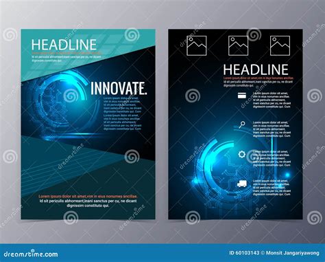 Business And Technology Brochure Design Template Vector Tri Fold Stock