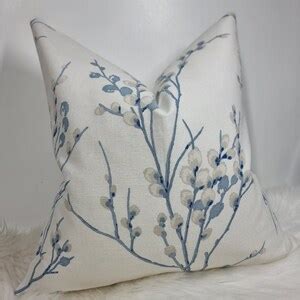 Laura Ashley Pussy Willow Blue Seaspray Cushion Blue Floral Fabric Backed With Off White On