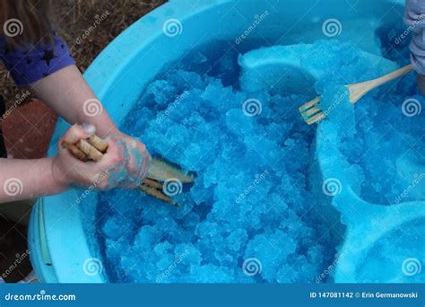 Children Exploring Bath Jelly in a Water Table Stock Photo - Image of ...