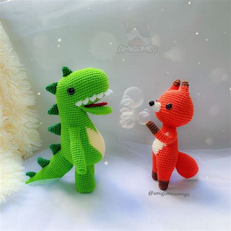 Boneco Amigurumi Raposa E Dinossauro Elo7 Produtos Especiais