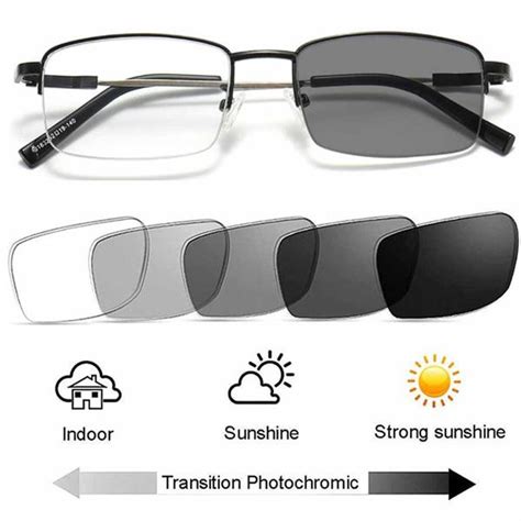 Kjøp Unisex Bifocal Half Rim Presbyopic Progressive Multifocus Transition Photochromic Reading