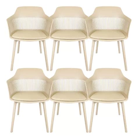 Kit Cadeiras Marcela Montreal Design Moderno Premium Cor Nude Listras Parcelamento Sem Juros