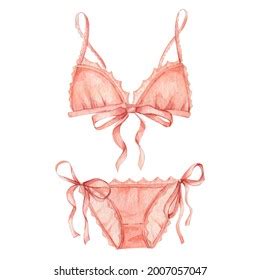 Watercolor Romantic Woman Lingerie Lace Underwear Stock Illustration