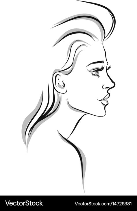 Beautiful Woman Line Art Royalty Free Vector Image