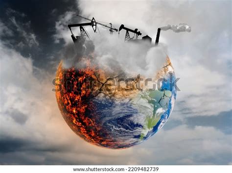 Conceptual Photo Depicting Earth Destroyed By Stock Illustration