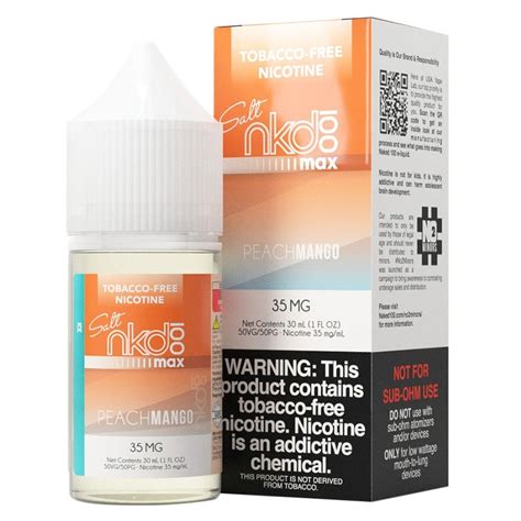 Naked MAX Peach Mango Ice Tobacco Free Nicotine Salt E Juice Ml Vapesourcing