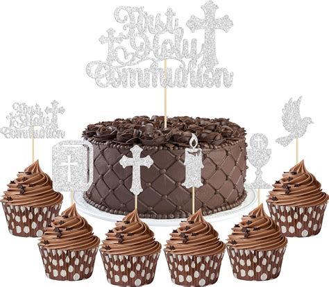 Amazon Gyufise 25Pcs First Holy Communion Cupcake Toppers Glitter