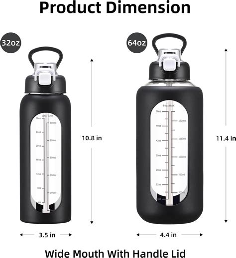Chunmo Bolttles De Agua De Vidrio De 32 Onzas Con Pajilla Botella De