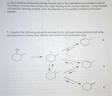 Solved 2. The 2-methylcyclohexanol starting material used in | Chegg.com