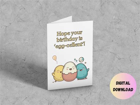 Egg Birthday Card, Printable Birthday Card, Birthday Card Puns, 5x7 Greeting Card, Digital ...