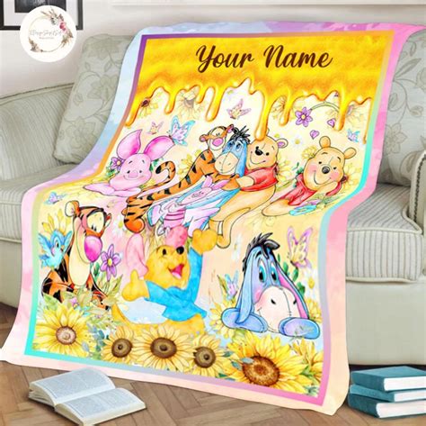 Personalized Watercolor Winnie The Pooh Blanket Wdw Disneyland Pooh Bear And Friends Sketch